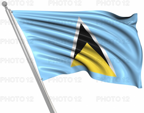 Flag of Saint Lucia, This is a computer generated and 3d rendered image