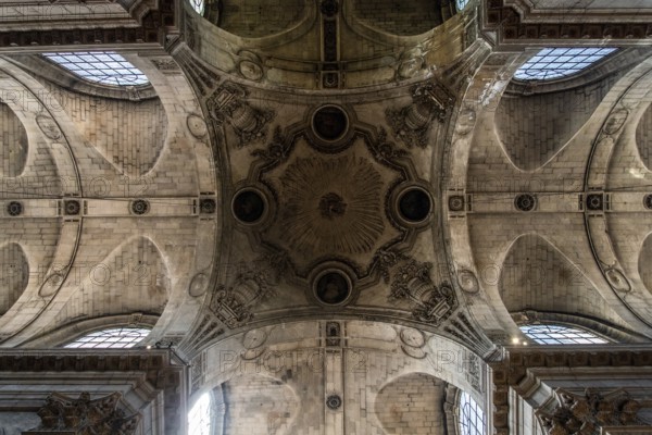 PARIS, FRANCE, MAY 13, 2022, Magnificent ceiling of church Saint Sulpice in Paris, France, Europe