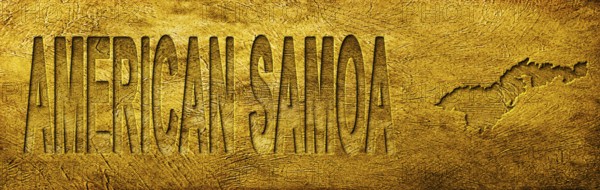 American Samoa Map and Text on Grunge Gold Texture