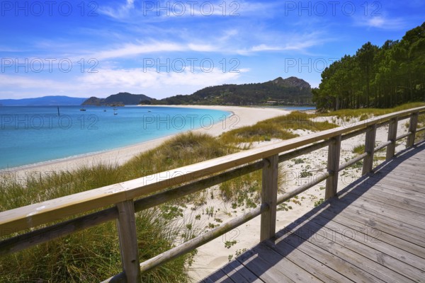 Praia de Rodas beach in islas Cies island of Vigo at Spain