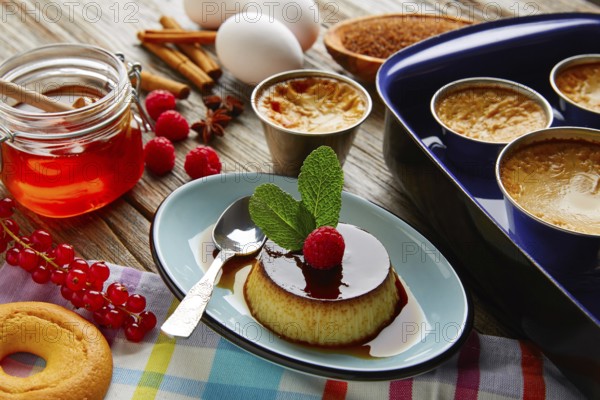 Custard Creme Caramel Flan dessert bain marie oven cooked