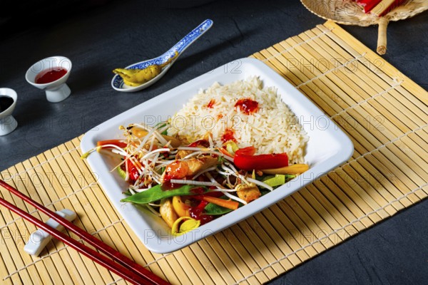 Roasted sweet and sour chicken with vegetables