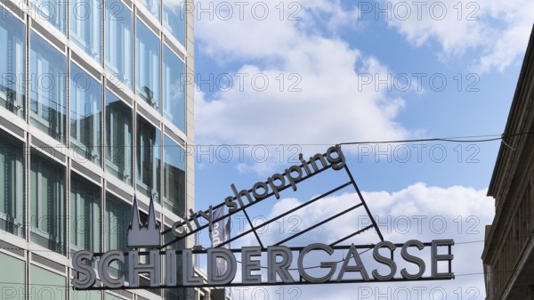 Lettering City Shopping Schildergasse, shopping alleyway, Cologne, Germany, Europe