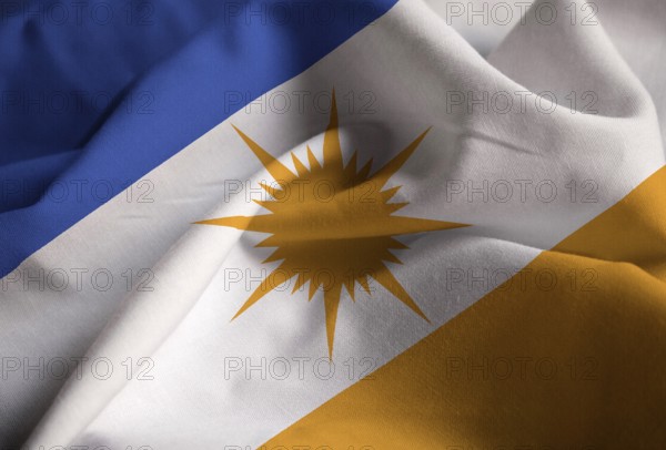 Ruffled Flag of Bandeira do Tocantins Blowing in Wind