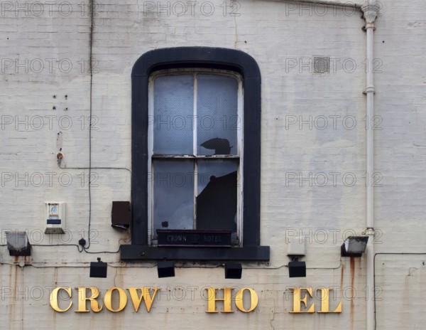 Leeds, west yorkshire, 17 June 2021: the derelict crown hotel soon to be redeveloped as part of the aire park mixed use development site a mixture of public parkland office and residential buildings