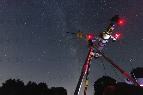 Astronomical Telescope Starry night. Milky Way Galaxy