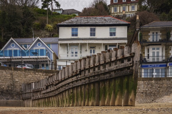 Ventnor, Isle of Wight, England, UK, April 18, 2023: The beach and houses on the promenade
