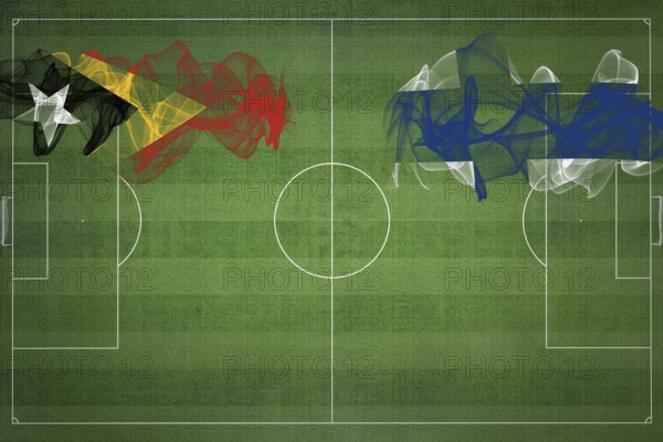 East Timor vs Finland Soccer Match, national colors, national flags, soccer field, football game, Competition concept, Copy space