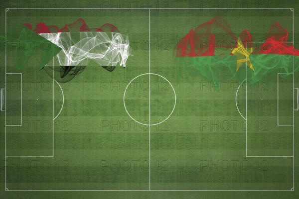 Sudan vs Burkina Faso Soccer Match, national colors, national flags, soccer field, football game, Competition concept, Copy space