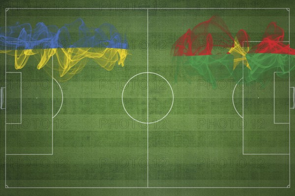 Ukraine vs Burkina Faso Soccer Match, national colors, national flags, soccer field, football game, Competition concept, Copy space
