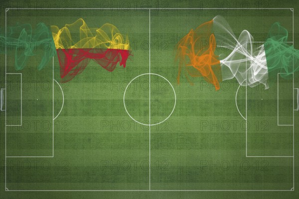 Benin vs Ivory Coast Soccer Match, national colors, national flags, soccer field, football game, Competition concept, Copy space