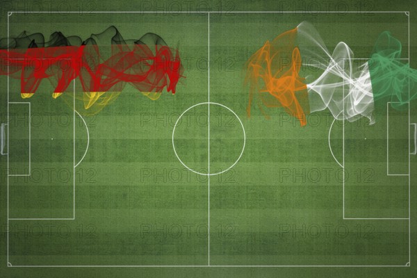 Germany vs Ivory Coast Soccer Match, national colors, national flags, soccer field, football game, Competition concept, Copy space