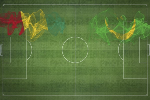 Guinea vs Mauritania Soccer Match, national colors, national flags, soccer field, football game, Competition concept, Copy space