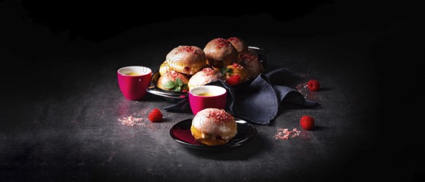 Delicious Berlin donuts filled with raspberry jam