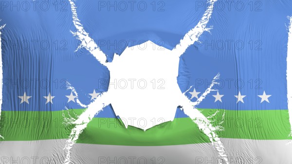 San Jose city, capital of Costa Rica flag with a hole, white background, 3d rendering