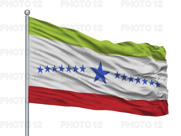 Sibate City Flag On Flagpole, Country Colombia, Cundinamarca Department, Isolated On White Background, 3D Rendering