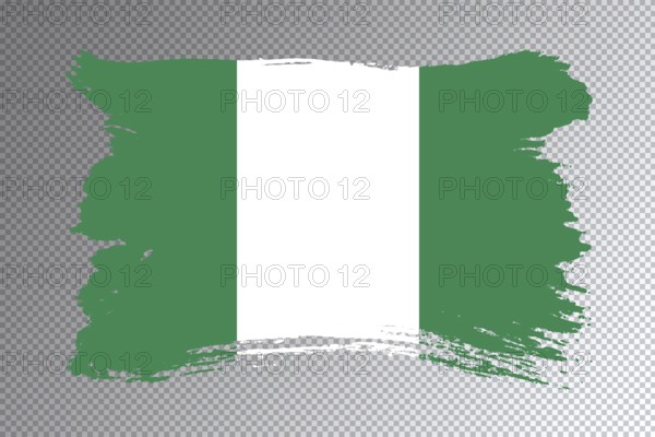 Nigeria flag brush stroke, national flag on transparent background