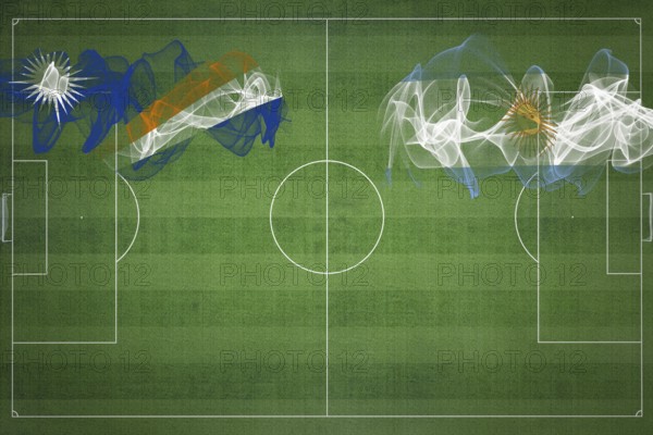 Marshall Islands vs Argentina Soccer Match, national colors, national flags, soccer field, football game, Competition concept, Copy space