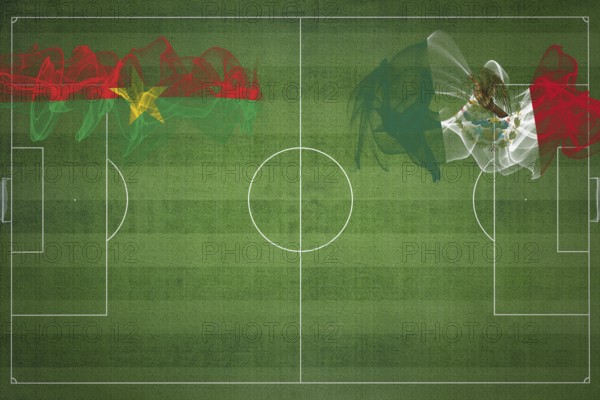 Burkina Faso vs Mexico Soccer Match, national colors, national flags, soccer field, football game, Competition concept, Copy space