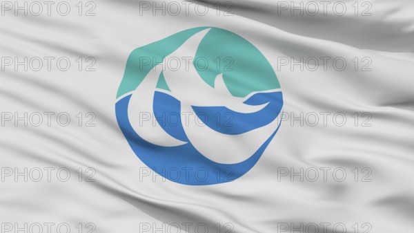 Shunan City Flag, Country Japan, Yamaguchi Prefecture, Closeup View, 3D Rendering