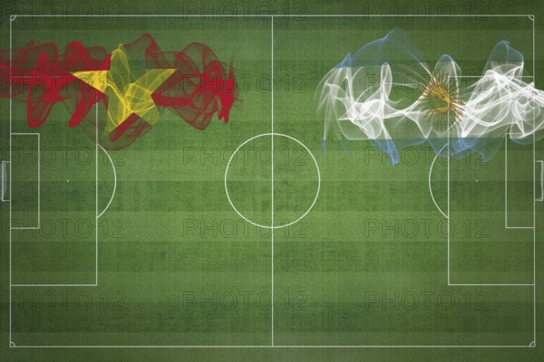 Vietnam vs Argentina Soccer Match, national colors, national flags, soccer field, football game, Competition concept, Copy space