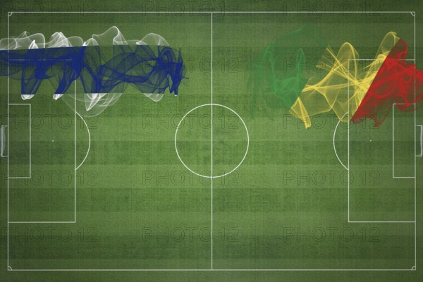 Thailand vs Congo Soccer Match, national colors, national flags, soccer field, football game, Competition concept, Copy space