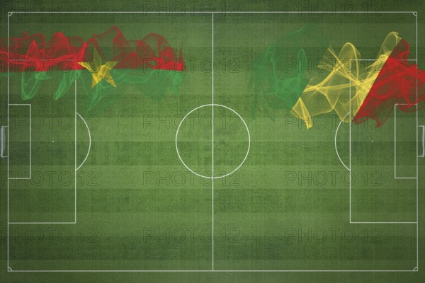 Burkina Faso vs Congo Soccer Match, national colors, national flags, soccer field, football game, Competition concept, Copy space