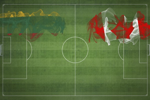 Lithuania vs Canada Soccer Match, national colors, national flags, soccer field, football game, Competition concept, Copy space
