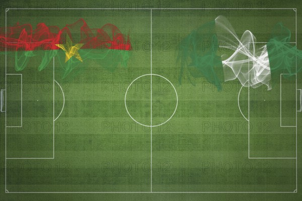 Burkina Faso vs Nigeria Soccer Match, national colors, national flags, soccer field, football game, Competition concept, Copy space