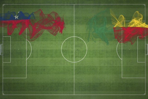 Samoa vs Benin Soccer Match, national colors, national flags, soccer field, football game, Competition concept, Copy space
