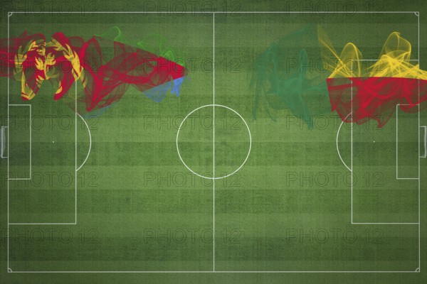 Eritrea vs Benin Soccer Match, national colors, national flags, soccer field, football game, Competition concept, Copy space
