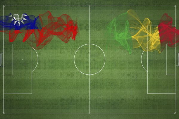 Taiwan vs Mali Soccer Match, national colors, national flags, soccer field, football game, Competition concept, Copy space