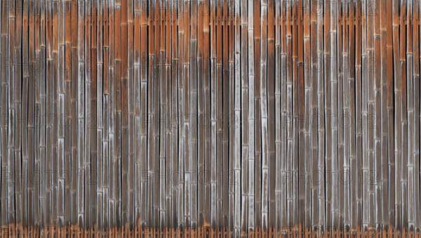 Weathered faded bamboo fence exterior wall background texture, Kyoto, Japan, Asia