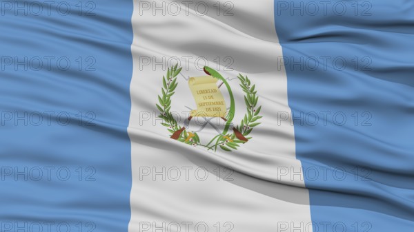 Closeup Guatemala Flag, Waving in the Wind, High Resolution