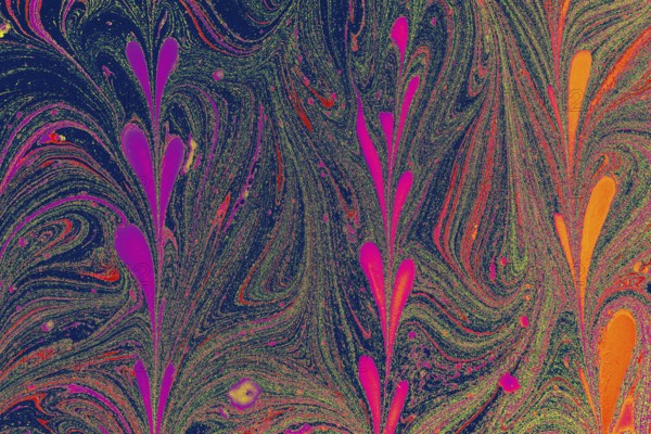 Abstract marbling floral pattern for fabric, tile design. background texture