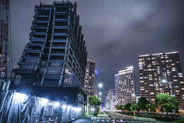 High-rise building construction site of the Yokohama Minato Mirai. Shooting Location: Yokohama-city kanagawa prefecture