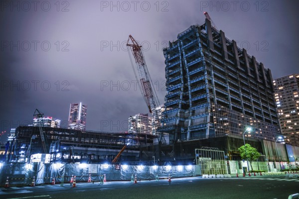 High-rise building construction site of the Yokohama Minato Mirai. Shooting Location: Yokohama-city kanagawa prefecture