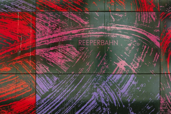 Abstract wall design with colours and lettering 'REEPERBAHN', St. Pauli, Free and Hanseatic City of Hamburg, Germany, Europe