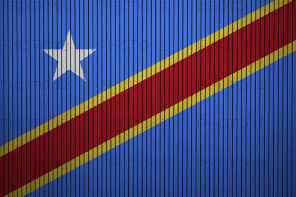 Democratic Republic of the Congo Flag painted on the cracked grunge concrete wall