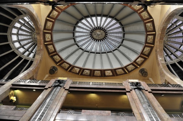 Mexico City, Mexico, Central America, An impressive interior with a large glass dome ceiling that lets in light, Central America
