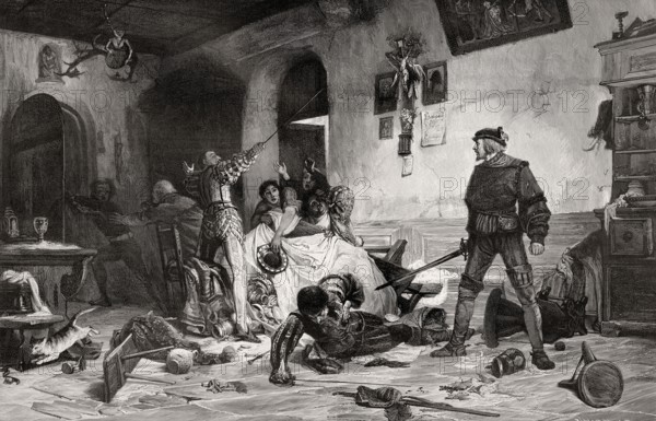 Ulrich von Hutten fighting with five Frenchmen at Viterbo, 16th century
