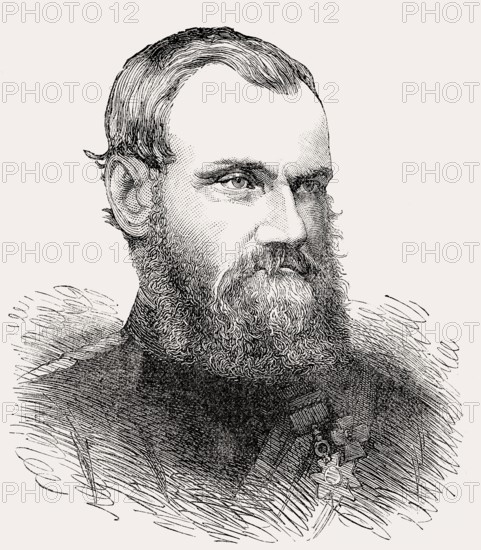 General Sir Samuel James Browne, 1824-1901, British Indian Army cavalry officer in India and Afghanistan, From British Battles on Land and Sea, by James Grant