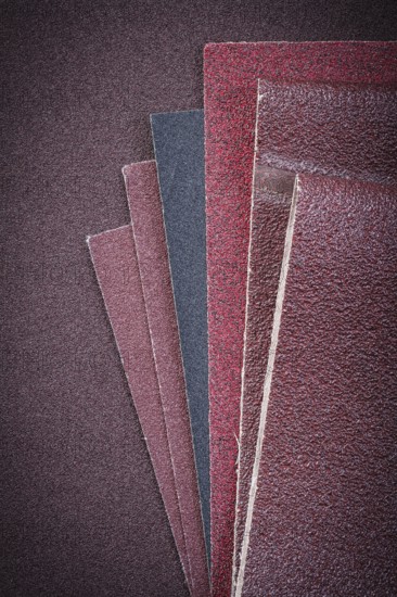 Set of sandpaper on polishing sheet