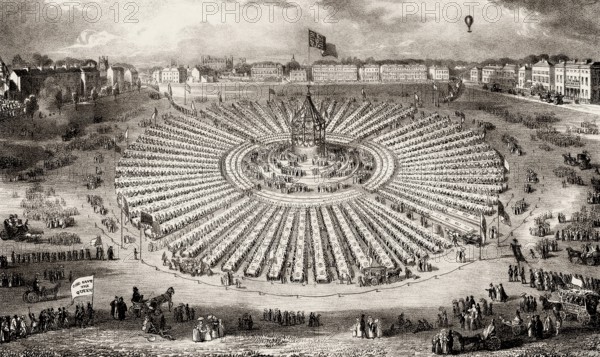 Dinner celebrating the coronation of Queen Victoria, Cambridge, Parker's Piece, 1838