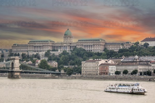 Sunset over famous Royal Palace in Budapest, Hungary, Europe