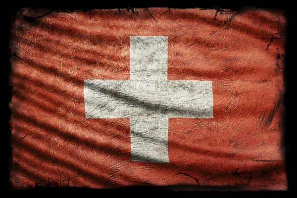 Switzerland Flag, Grunge Texture Background