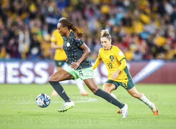 BRISBANE, AUSTRALIA, JULY 27: Ifeoma ONUMONU of Nigeria as Australia plays Nigeria at the FIFA Women's World Cup Australia New Zealand 2023 at Brisbane Stadium on July 27, 2023
