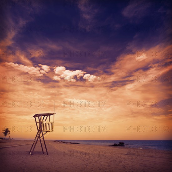 Almeria Mojacar beach lifeguard in Mediterranean sea of Spain