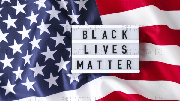 American flag. Lightbox with text BLACK LIVES MATTER Flag of the united states of America. July 4th Independence Day. USA patriotism national holiday. Usa proud. Freedom concept