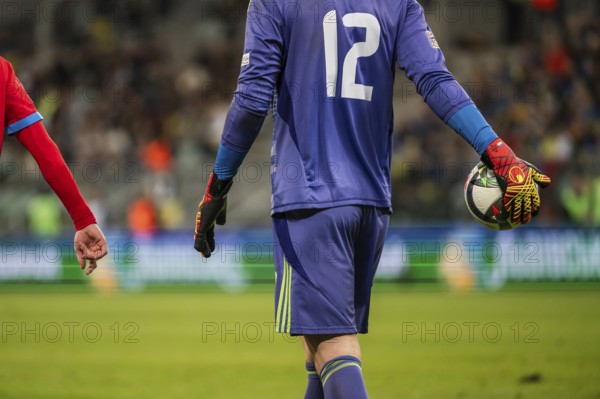 WROCLAW, POLAND - OCTOBER 14, 2024: UEFA Nations League match Ukraine - Czechia. Goalkeeper with the ball.